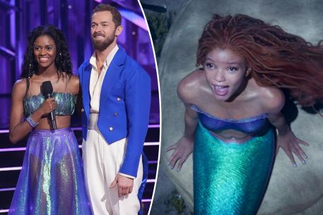 A photo of Charity Lawson and Artem Chigvintsev on “DWTS” and Halle Bailey in “The Little Mermaid”